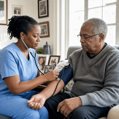 A nurse providing care at home